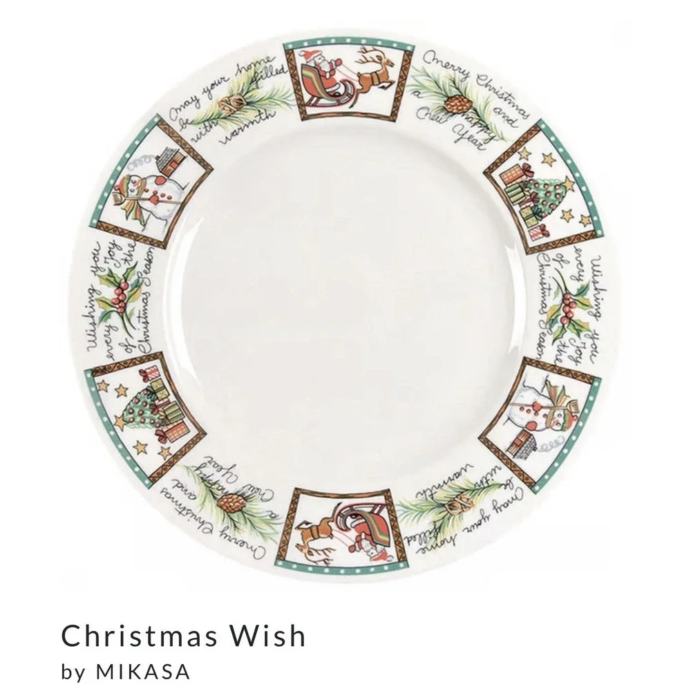 Vtg NOS Mikasa Christmas Wish Dinner Plates‎ Set of Four ~ 3 Available